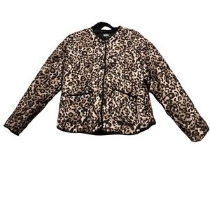 RNWY Leopard Quilted Jacket Coat Womens Zara Medium Leopard Cheetah Animal Print